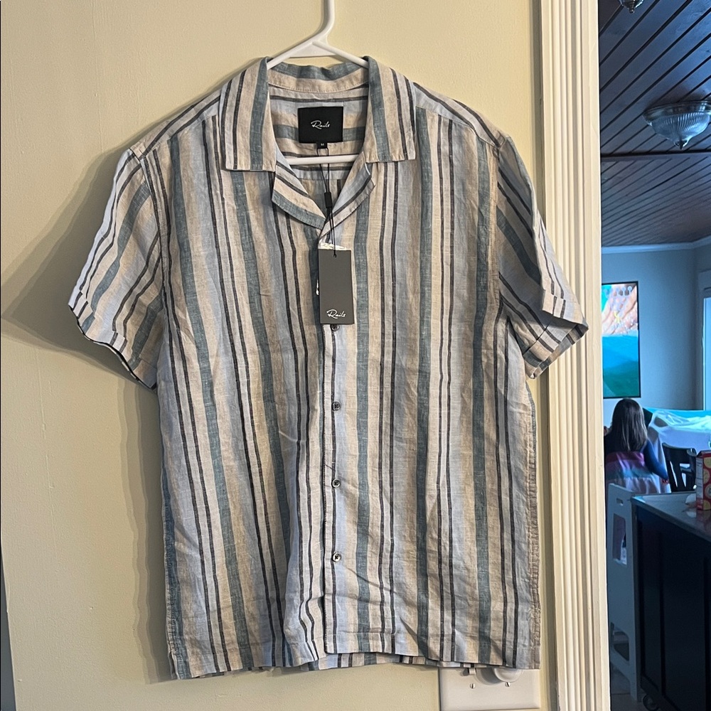 Rails Blue and White Striped Button Down Shirt